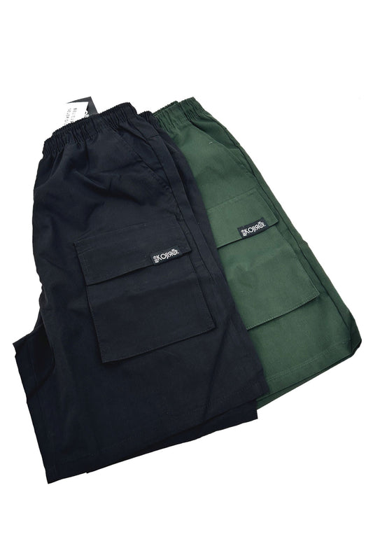 Shorts cargo noir & kaki KOJIRŌ